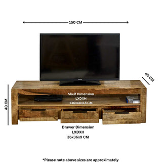 Solid Wood Large Tv With 3 Drawers