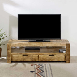 Solid Wood Tv Stand With 2 Drawers