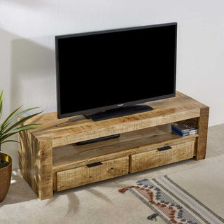 Solid Wood Tv Stand With 2 Drawers