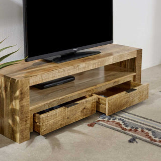 Solid Wood Tv Stand With 2 Drawers