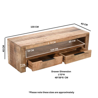 Solid Wood Tv Stand With 2 Drawers