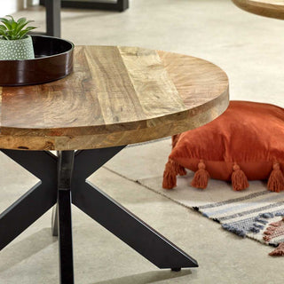 Solid Wood Coffee Table with Metal Spider Legs