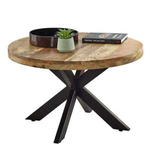 Solid Wood Coffee Table with Metal Spider Legs