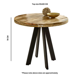 4-seater Mango Wood Round Dining Table