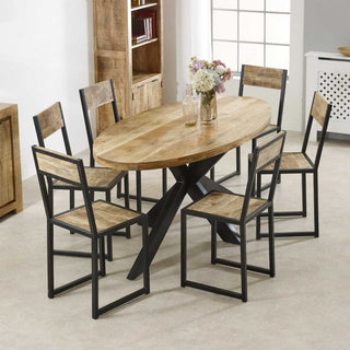 Solid Wood & Metal Dining Table 6-8 Seater