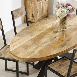 Solid Wood & Metal Dining Table 6-8 Seater