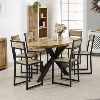 Solid Wood & Metal Dining Table 6-8 Seater