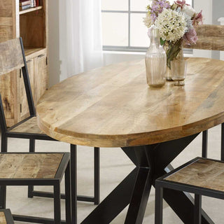 Solid Wood & Metal Dining Table 6-8 Seater