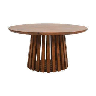 Slatted Mango Wood Round Coffee Table