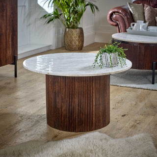 Opal Mango Wood Coffee Table with Marble Top