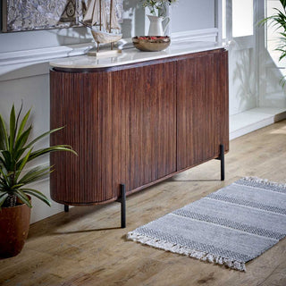 Mango Wood Sideboard, Marble Top & Metal Legs