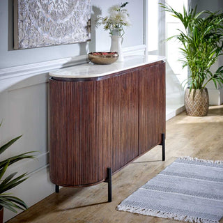 Mango Wood Sideboard, Marble Top & Metal Legs