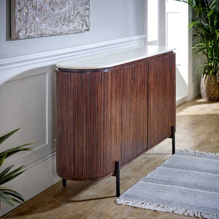 Mango Wood Sideboard, Marble Top & Metal Legs