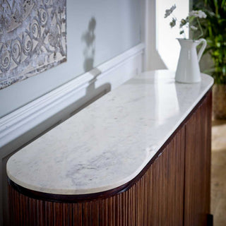 Mango Wood Sideboard, Marble Top & Metal Legs