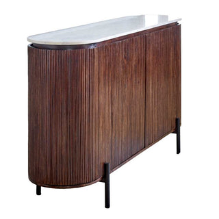 Mango Wood Sideboard, Marble Top & Metal Legs