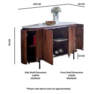 Mango Wood Sideboard, Marble Top & Metal Legs