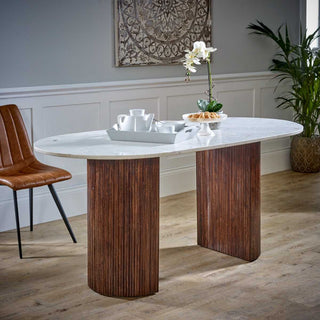 Mango Wood Dining Table with Marble Top