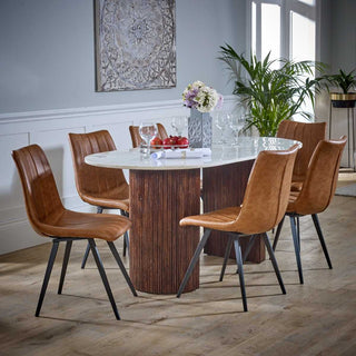Mango Wood Dining Table with Marble Top