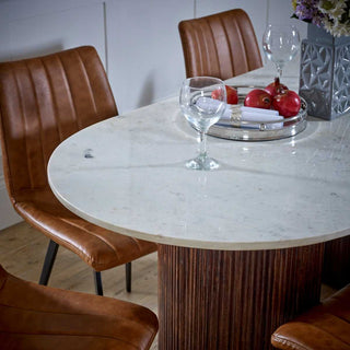 Mango Wood Dining Table with Marble Top