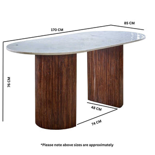 Mango Wood Dining Table with Marble Top