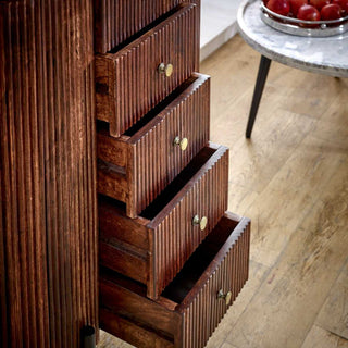 Mango Wood Wide Chest Of Drawers, Marble Top & Metal Legs