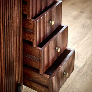 Mango Wood Wide Chest Of Drawers, Marble Top & Metal Legs