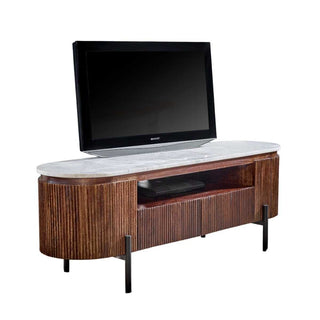 Mango Wood Tv Stand With Marble Top & Metal Legs