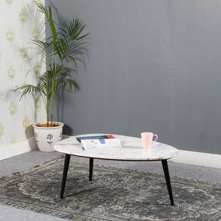 Opal Coffee Table With Real Marble Top & Metal Legs