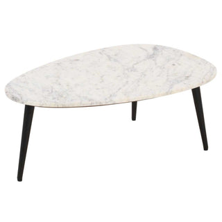 Opal Coffee Table With Real Marble Top & Metal Legs