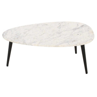 Opal Coffee Table With Real Marble Top & Metal Legs