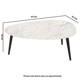 Opal Coffee Table With Real Marble Top & Metal Legs