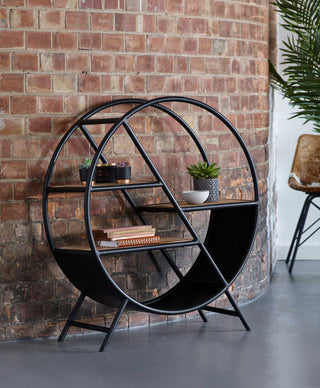 Industrial Round Open Bookcase