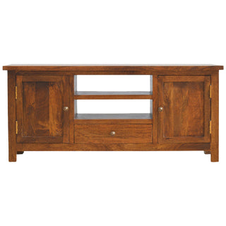 Nordic TV Cabinet - Solid Mango Wood in Chestnut Finish