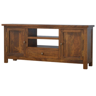 Nordic TV Cabinet - Solid Mango Wood in Chestnut Finish