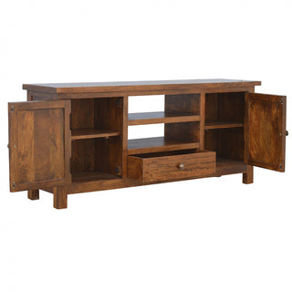 Nordic TV Cabinet - Solid Mango Wood in Chestnut Finish