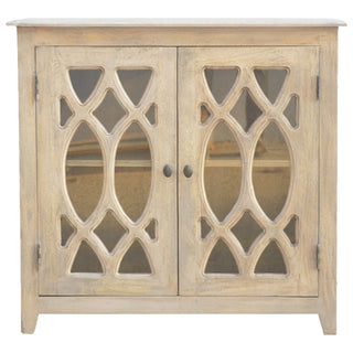 Glazed Doors Sideboard, Stone Finish