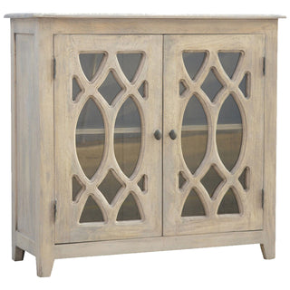 Glazed Doors Sideboard, Stone Finish