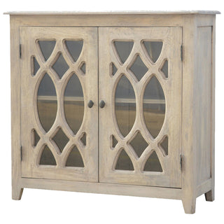 Glazed Doors Sideboard, Stone Finish