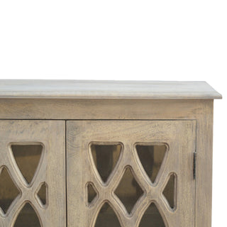 Glazed Doors Sideboard, Stone Finish