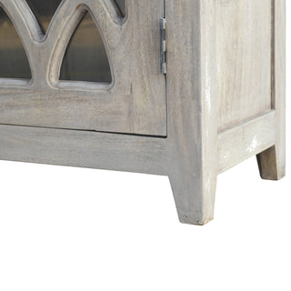 Glazed Doors Sideboard, Stone Finish