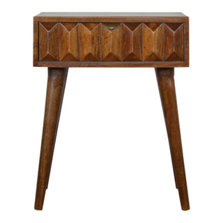 Prism 1 Drawer Bedside Table, Chestnut Finish