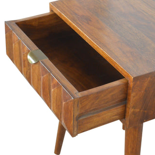 Prism 1 Drawer Bedside Table, Chestnut Finish