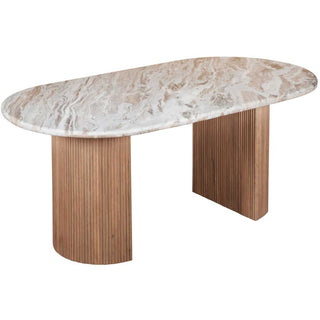 Ashford Dining Table, Natural Marble & Mango Wood
