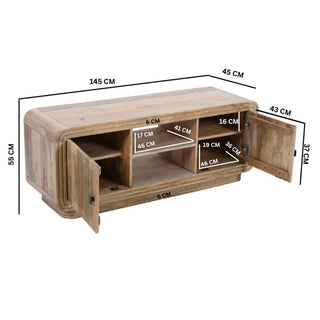 Carved Mango Wood 2 Doors TV Cabinet
