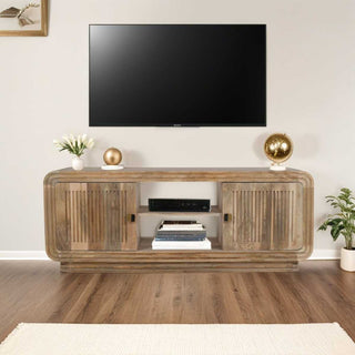 Carved Mango Wood 2 Doors TV Cabinet