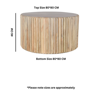 Carved Mango Wood Round Coffee Table