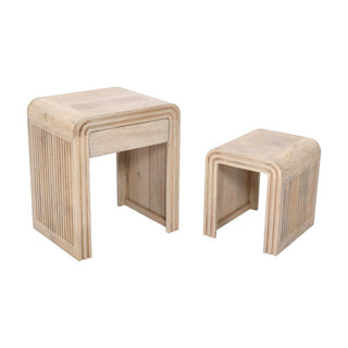 Mango Wood Nest of 2 Tables with Drawer