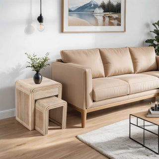 Mango Wood Nest of 2 Tables with Drawer