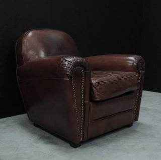 Vintage Inspired Design Leather Art Deco Armchair