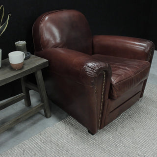 Vintage Inspired Design Leather Art Deco Armchair